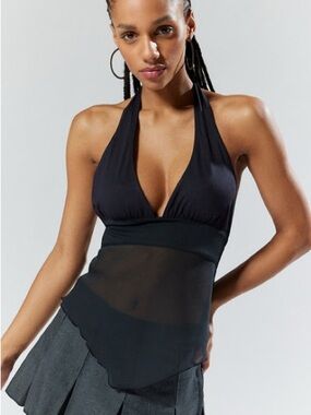 Urban Outfitters Black Sheer Halter Tank Top